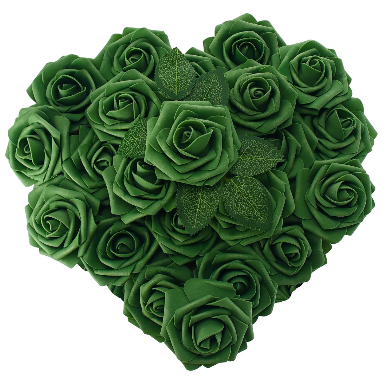 [25Pcs] Green Roses Artificial Flowers With Long Stem Real Touch Fake Foam Roses For Decoration Diy Wedding Bouquets Centerpieces Bridal Shower Mothers Day Party Flower Arrangements Home Decor
