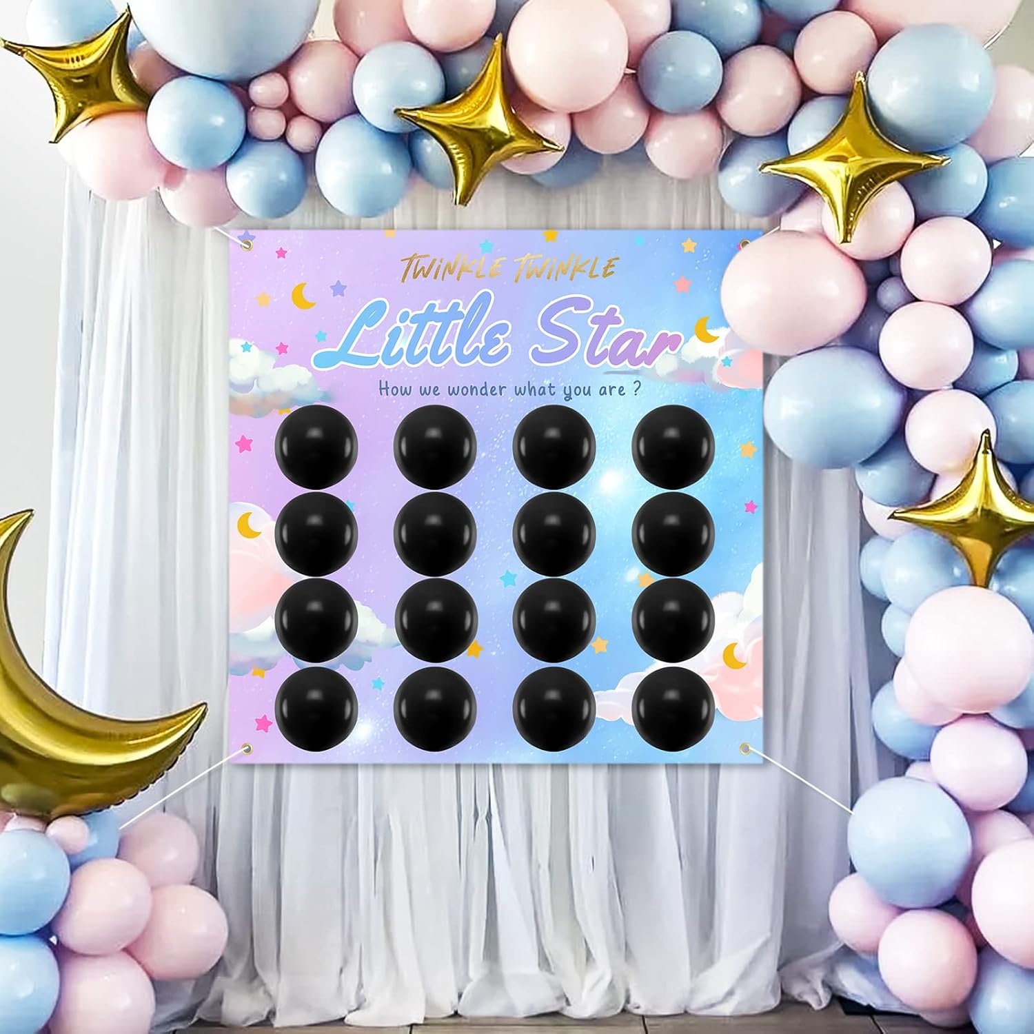 Gender Reveal Dart Board Game - Twinkle Twinkle Little Star Gender Reveal Ideas Baby Gender Reveal Balloon Dart Game Baby Shower Guessing Game, Pink And Blue