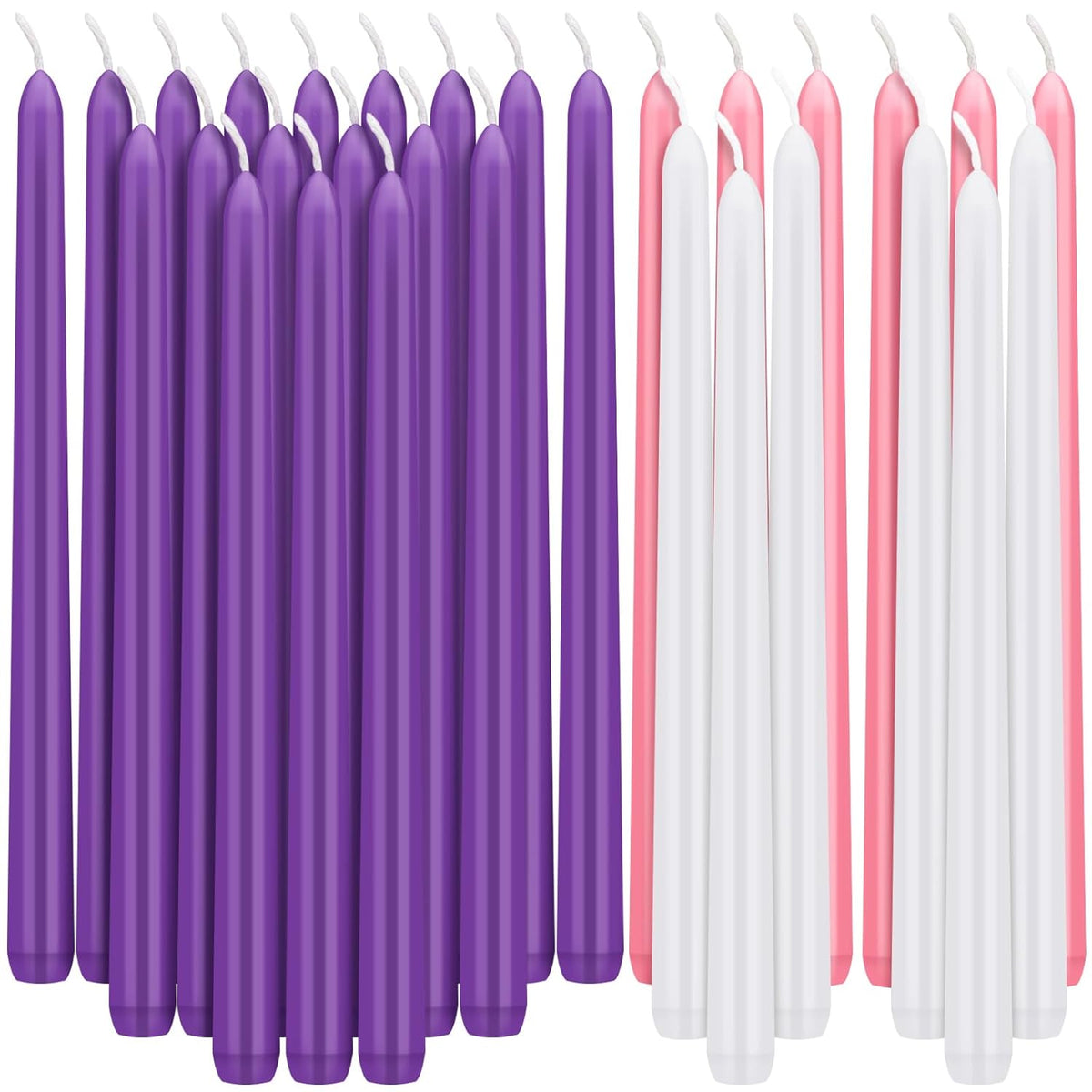 30 Pcs Christmas Advent Candles Taper Candle Light Christmas Advent Wreath Candle Holder Purple Pink White Candles For Christmas Holidays Churches Celebration Party Home Decor