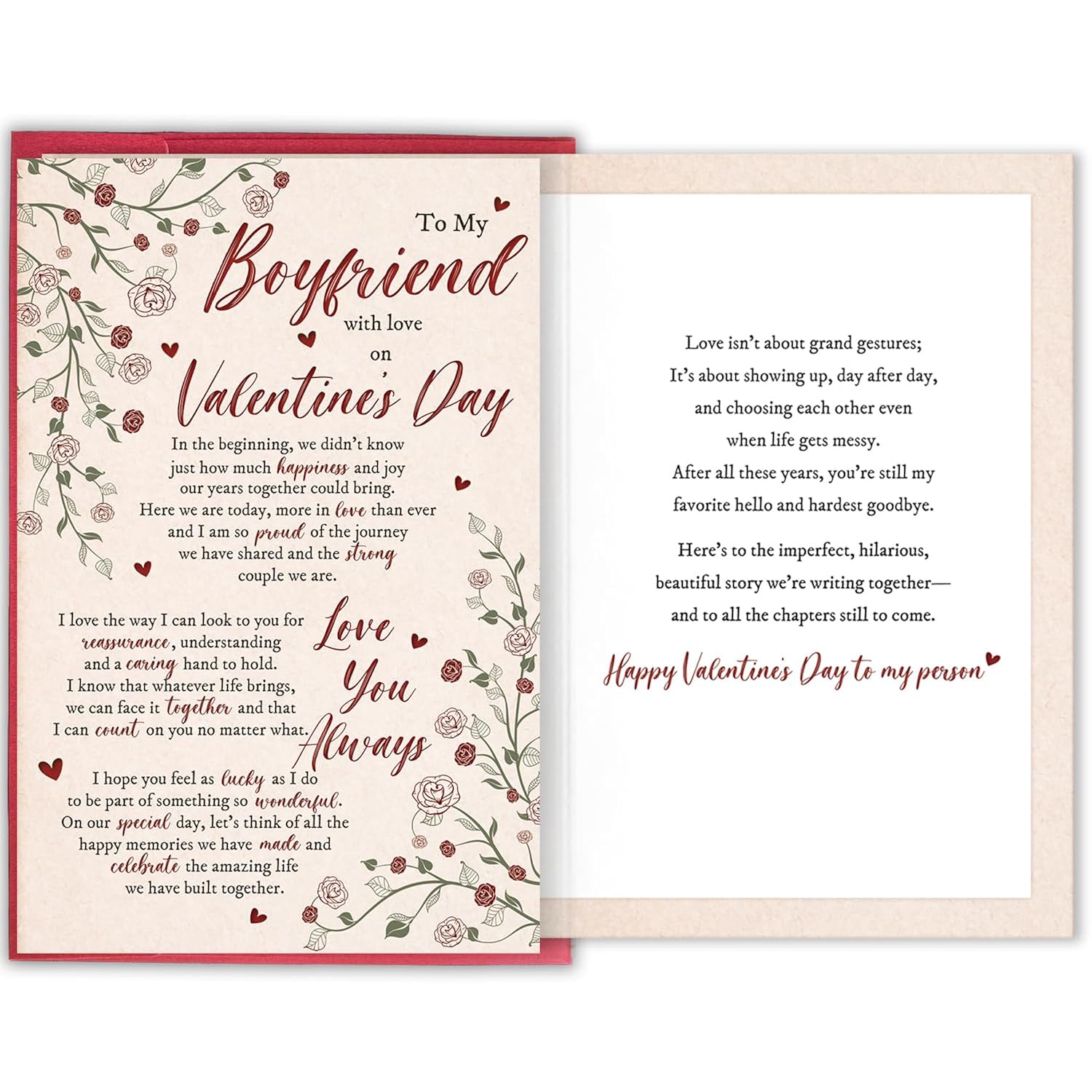 Heartfelt Boyfriend Valentine'S Day Card, Sweet Love Card For Him, Romantic Girlfriend To Boyfriend Greeting Card With Heartfelt Message