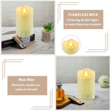 Flameless Candles With Rechargeable Battery, 3" X 5", Set Of 2, Electronic Candles With Remote And Timer, Led Pillar Candle Real Wax 3D Wick, Ivory Led Candle For Home, Wedding, Christmas
