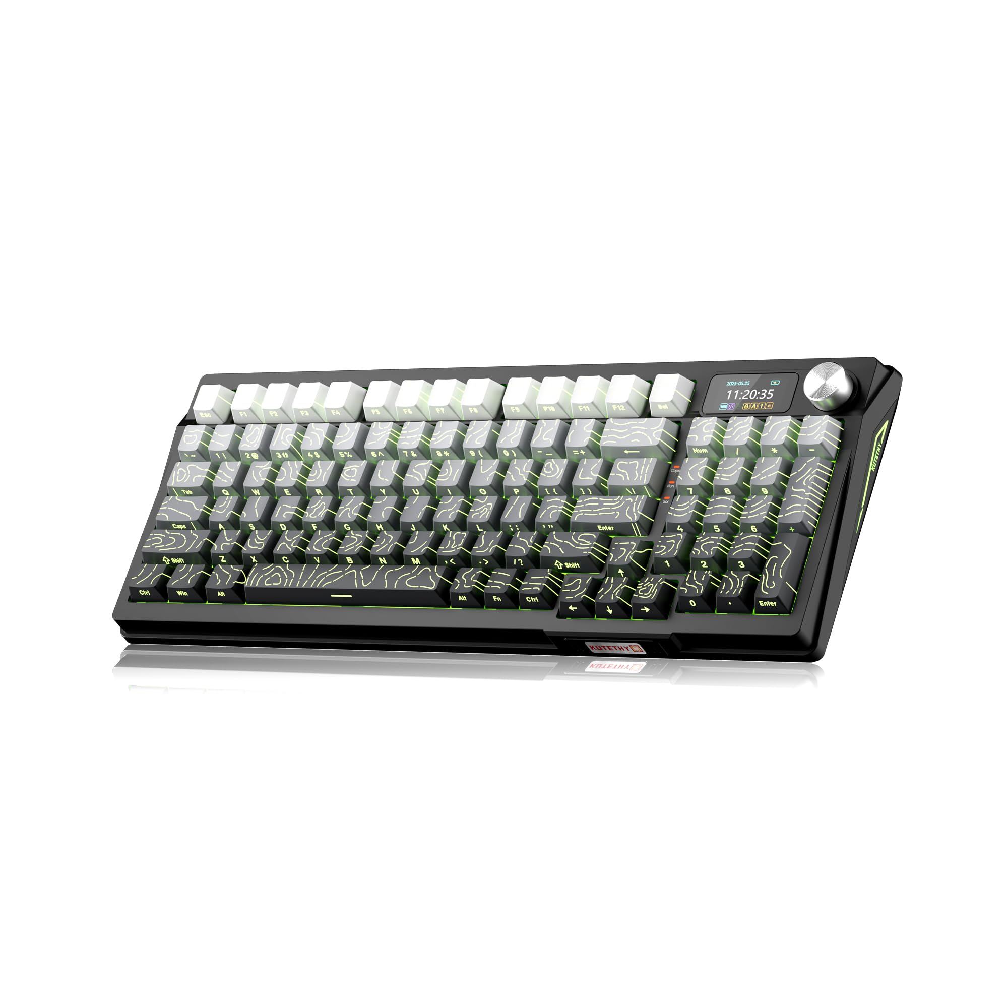Kutethy Wireless Mechanical Keyboard,Pre-Lubed Switches,Gasket Structure,Tri-Mode Bt/2.4Ghz/Usb-C Hot Swappable,Gradient Topographic Keycaps,Rgb Backlit Gaming Keyboard(Kailh Box Chocolate Switch)