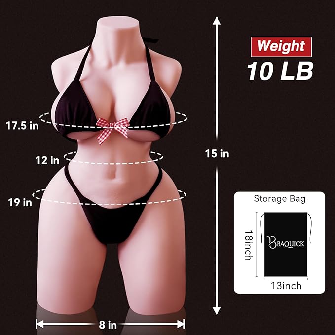 10LB Male Sex Doll with Tight Vagina Anal Dual Channel Soft TPR Masturbator Toy