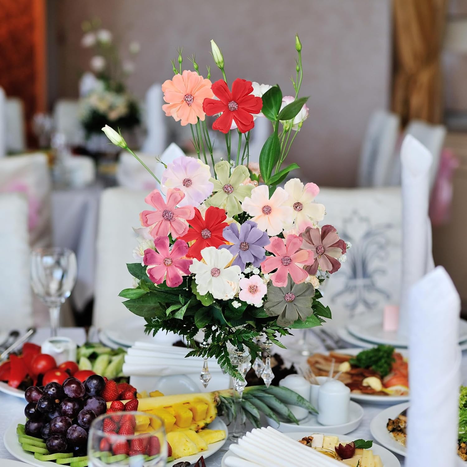 120 Pieces Of Mini Artificial Flowers For Crafts Spring Artificial Wildflowers Artificials Silk Fabric Flower, Daisy Peony Flowers, For Craft Wreaths Weddings Home Decoration
