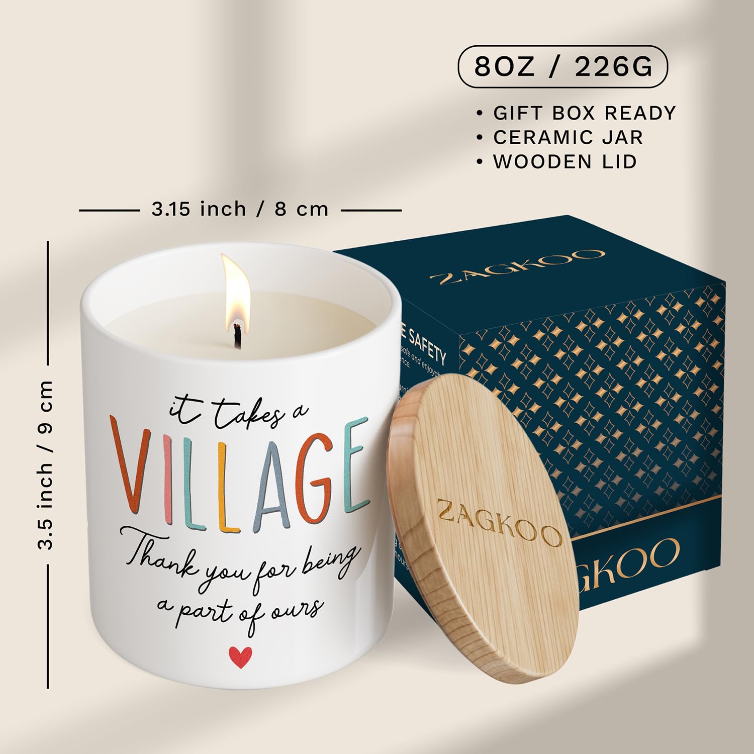 Valentines Day Gifts For Teachers - Thank You Gifts For Women Men - Teacher Appreciation Gift For Teacher, Nurse, Coworker, Caregiver, Daycare Provider, Nanny, Babysitter - Soy Wax Candle 8Oz