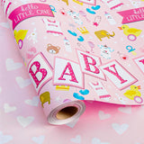 Pink Baby Shower Wrapping Paper Roll, 17 In X 32.8 Ft(46.5 Sq.Ft.Ttl.) Baby Design Gift Wrap With Pink Heart Reverse For Baby Shower, Baby Girl Birthday, Gender Reveal, Newborn Celebrations