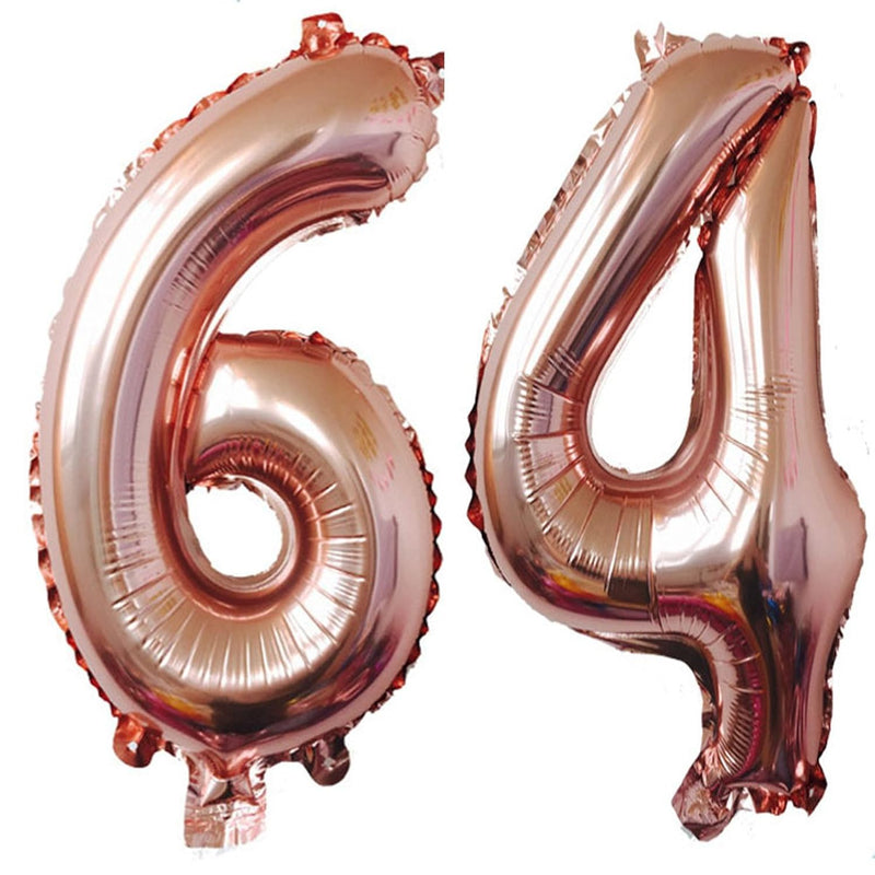 40Inch Rose Gold Foil 64 Helium Jumbo Digital Number Balloons, 64Th Bi