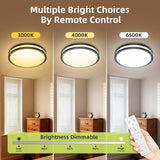 2 Pack 10 Inch LED Ceiling Lights with Remote Dimmable Black Flush Mount Fixtures