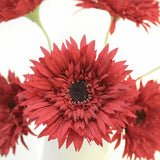 6Pcs Artificial Gerbera Daisy Flowers 17" Fake Daisies Faux Silk African Daisy For Vase Bouquets Home Office Wedding Decor.(Dark Red)