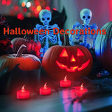 24 Pack Led Tea Lights Candles, Flickering Red Flameless Tealights, Long Lasting Battery Operated Fake Candles, Decoration For Wedding, Halloween And Christmas (Red - 24Pcs)