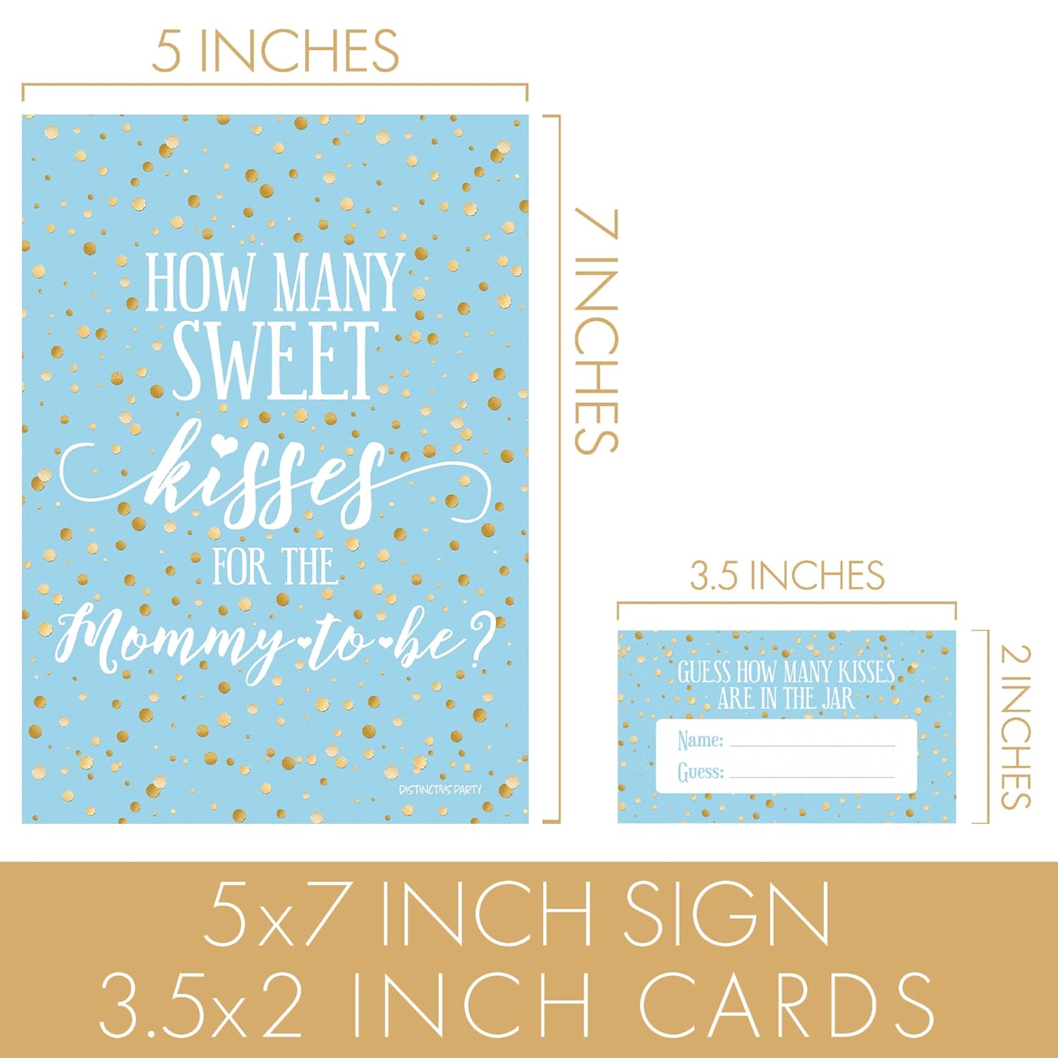 How Many Kisses Baby Shower Game - Blue And Gold It'S A Boy Baby Shower (Sign With Cards)