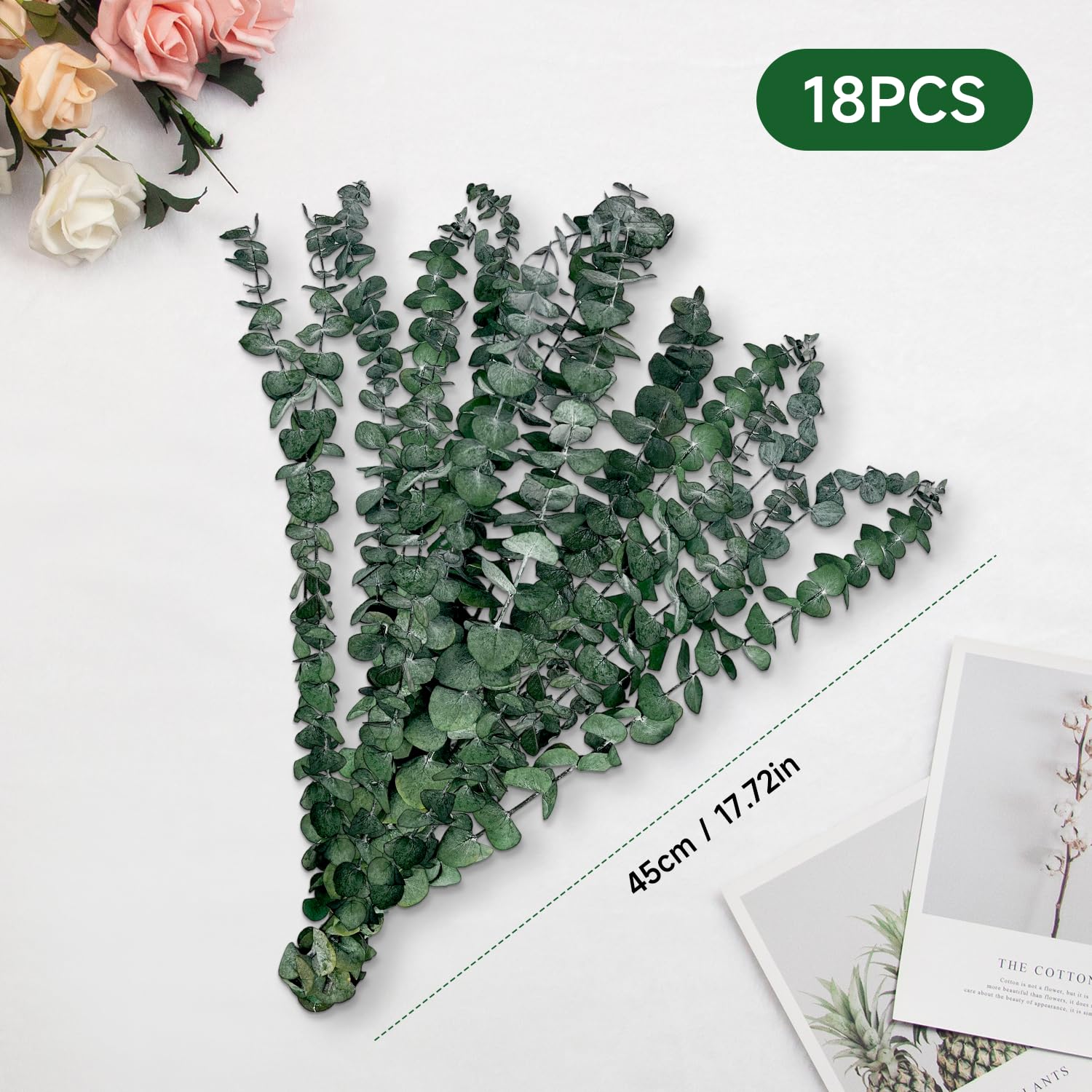 18 Pcs Real Dried Eucalyptus Stems,17" Natural Eucalyptus Branches For Shower To Release Fragrance, Vase Filler, Bathroom Decor, Dried Flower Arrangement