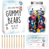 Baby Shower Games Guess How Many Bears Sign 100 Guessing Game Cards 10 Hb Pencils 1 Cute Bear Bottle For Guests Gender Reveal Party Favor(Blue)