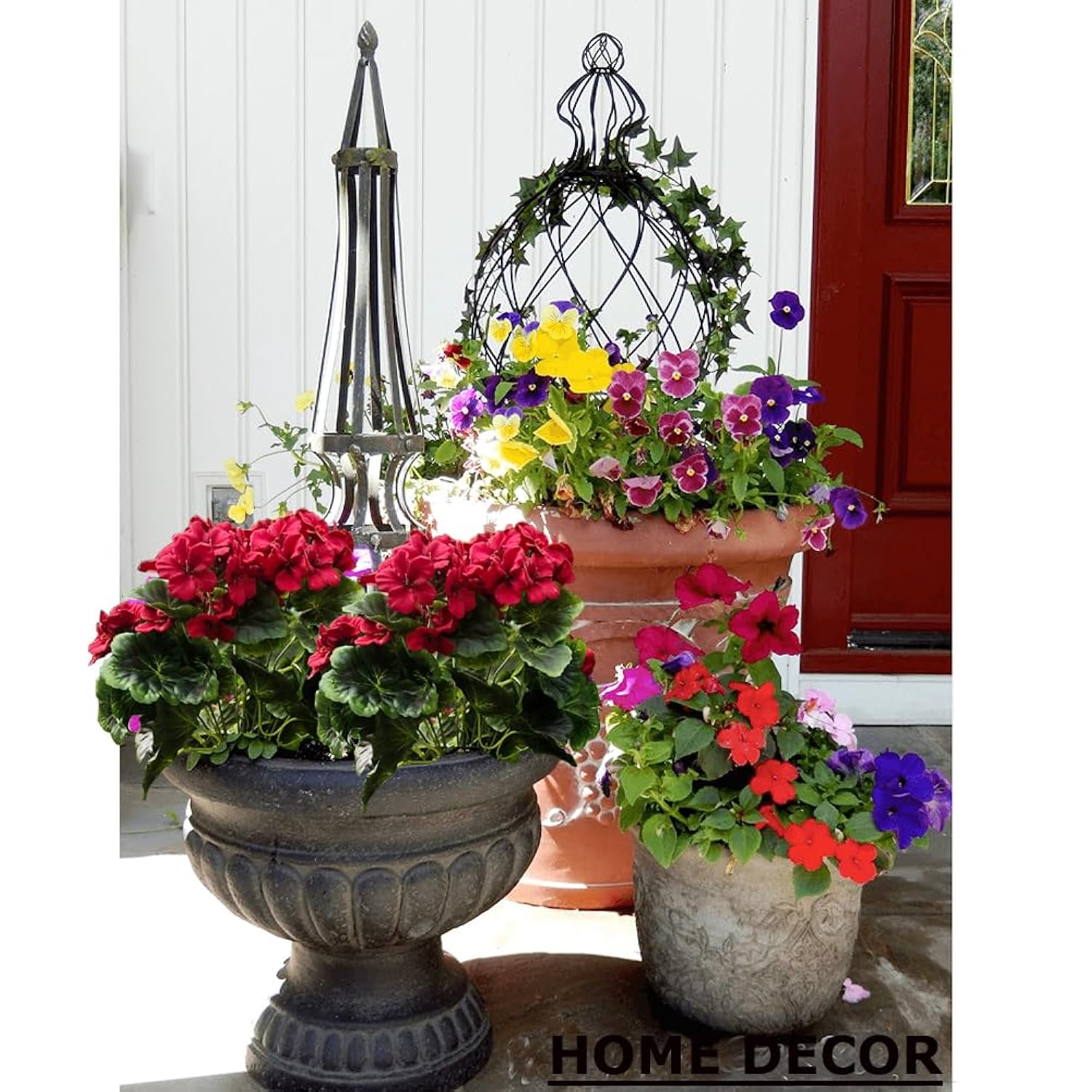 Artificial Geranium Silk Flower Bush Red 19 Inches Faux Geranium Flowers Plant For Outdoor Planter Home Patio Garden Decoration Set Of 2
