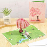 Pop Up Anniversary Card, Valentines Day Card For Wife Husband Him Her, 3D Cherry Blossom Bridge With Couple, Romantic Greeting Cards For Valentines, Anniversary, Birthday, Wedding, 6X8 Inch