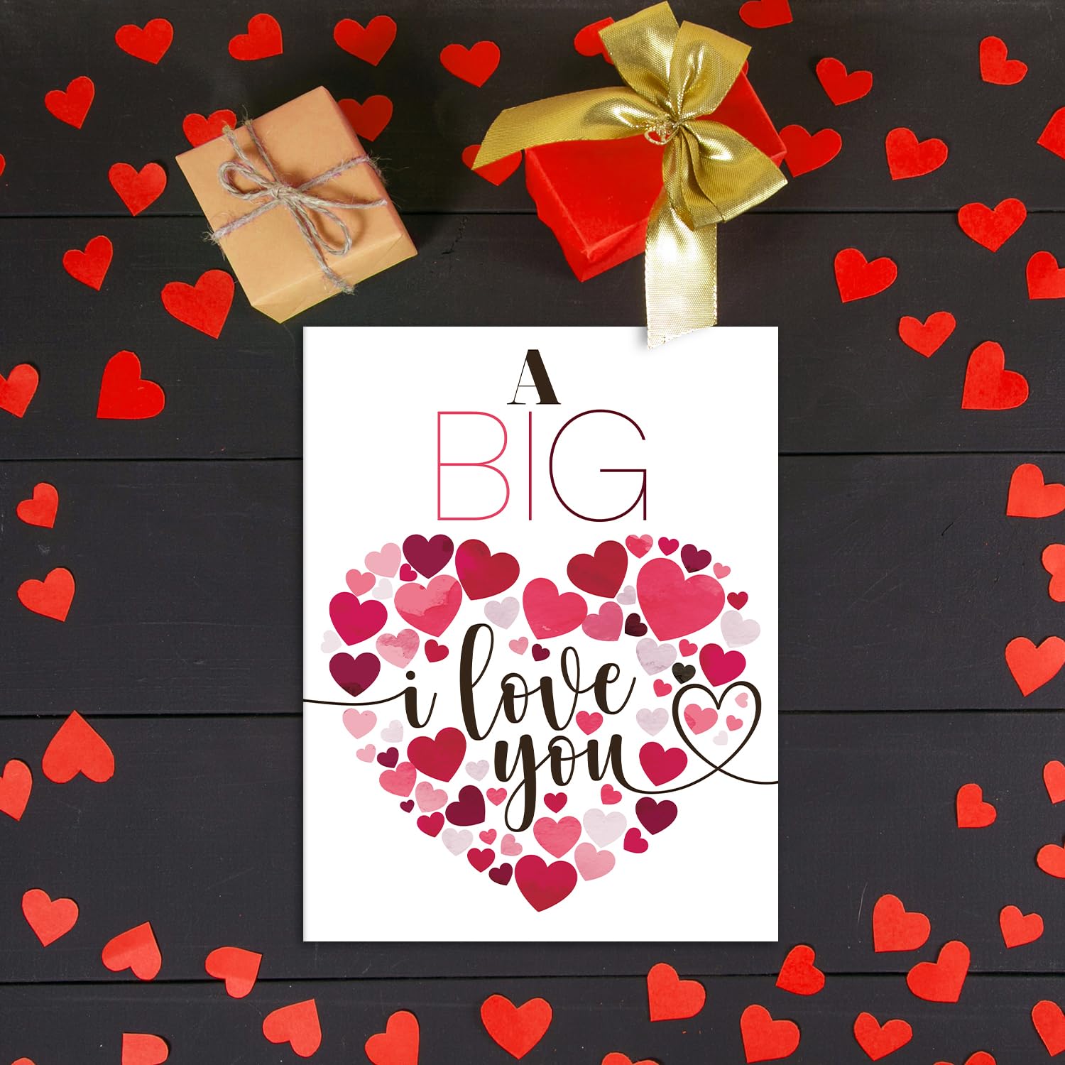"A Big I Love You" Big Valentine'S Day Greeting Cards And Envelopes – 8.5" X 11" Large Jumbo Size Valentines Card, Extra Big Huge Oversized Cards For Husband, Wife, Boyfriend, Girlfriend – 2 Per Pack