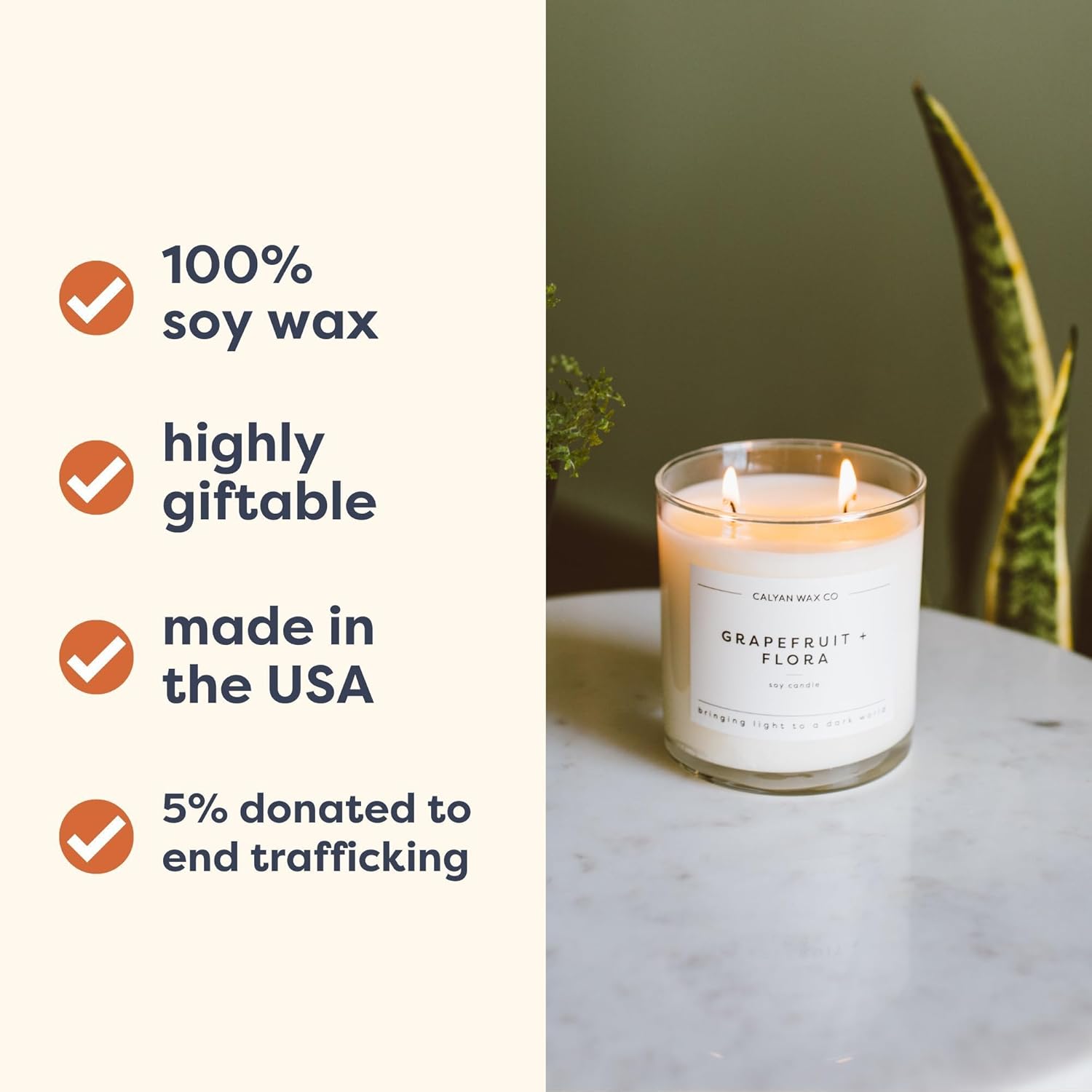 Mahogany & Cashmere 2 Wick Scented Candle - 37 Hour Burn - Luxury Non Toxic Soy Wax Candles - Long Lasting Large Glass Jar Candle For Home - 8.8Oz