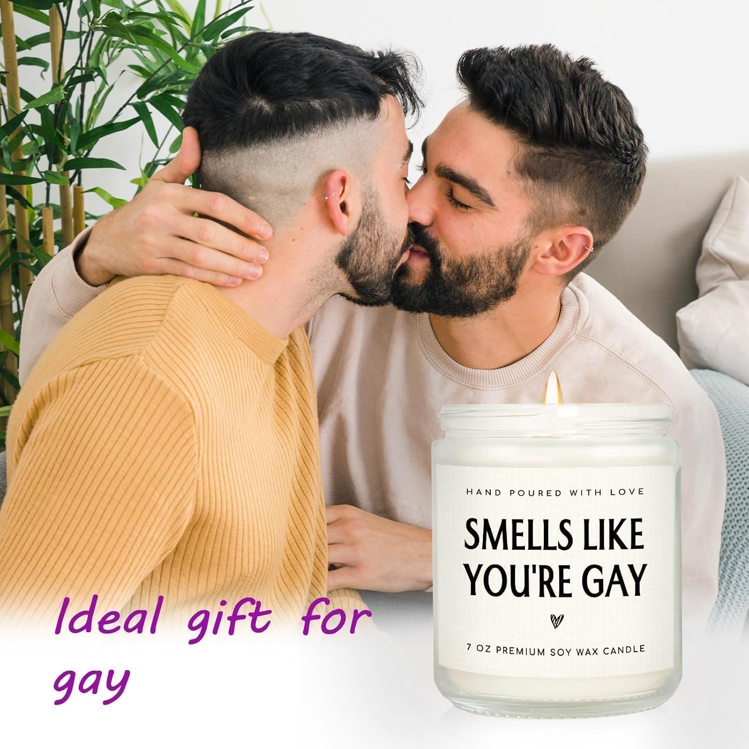 Gay Gifts - Smells Like You’Re Gay Candle, Pride Gifts For Lgbtq, Gay Gifts For Boyfriend Men Friend Brother, Funny Birthday Handmade Lavender Gay Candle Gifts(7Oz)