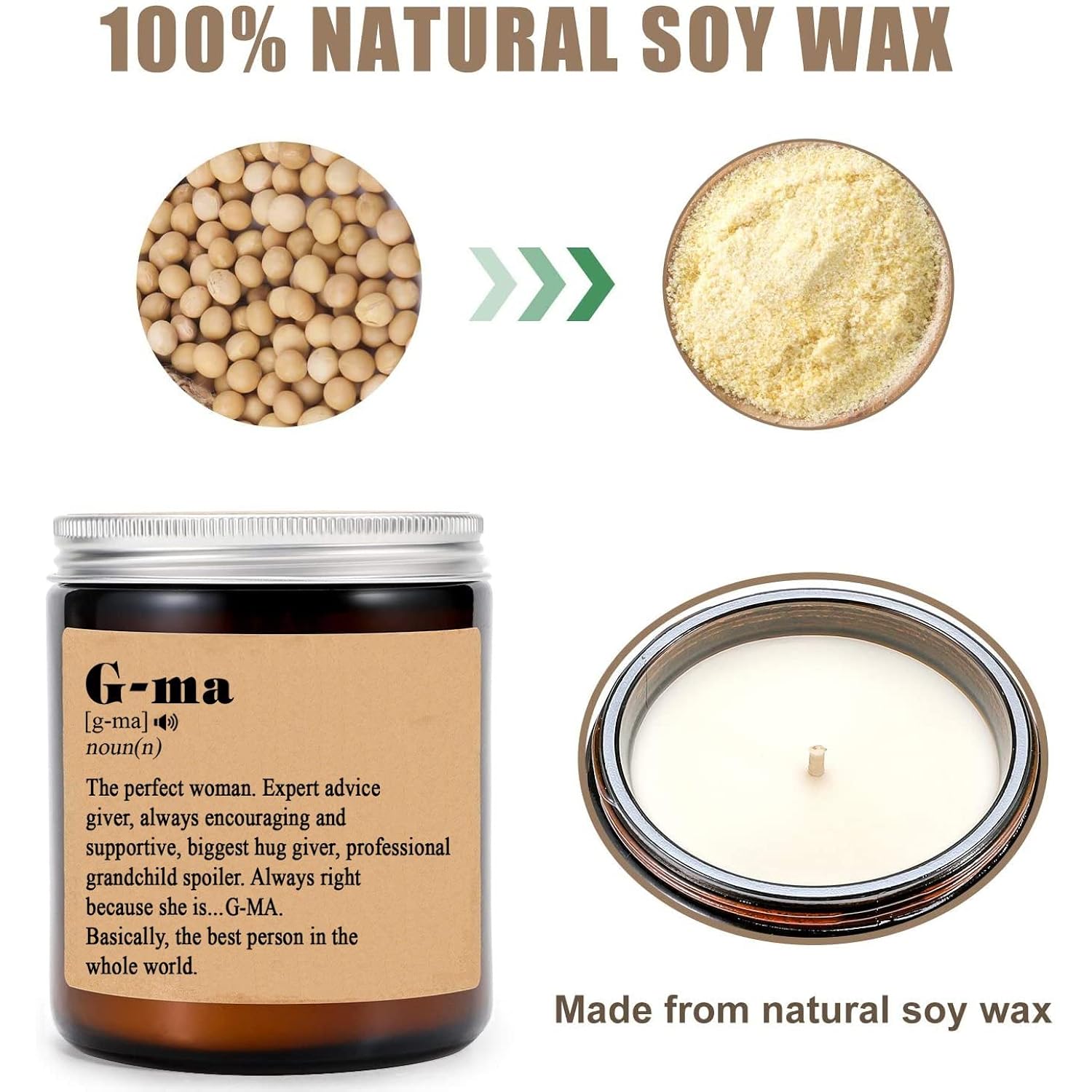 G-Ma Noun Candle - Gift For G-Ma - Mother'S Day Candle - G-Ma Gifts - G-Ma Definition - Lavende Scented Candles - Soy Candle For Home Scented