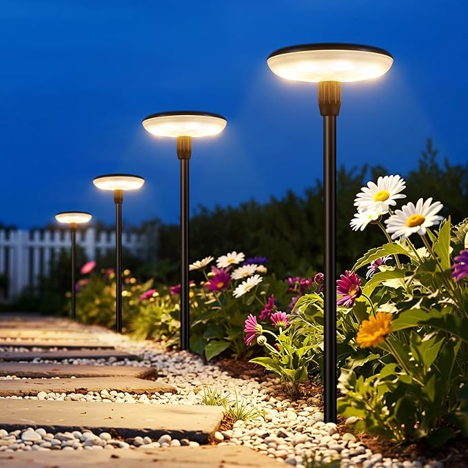8 Pack Durable Metal Solar Pathway Lights IP65 Waterproof Auto On Off Garden Lights