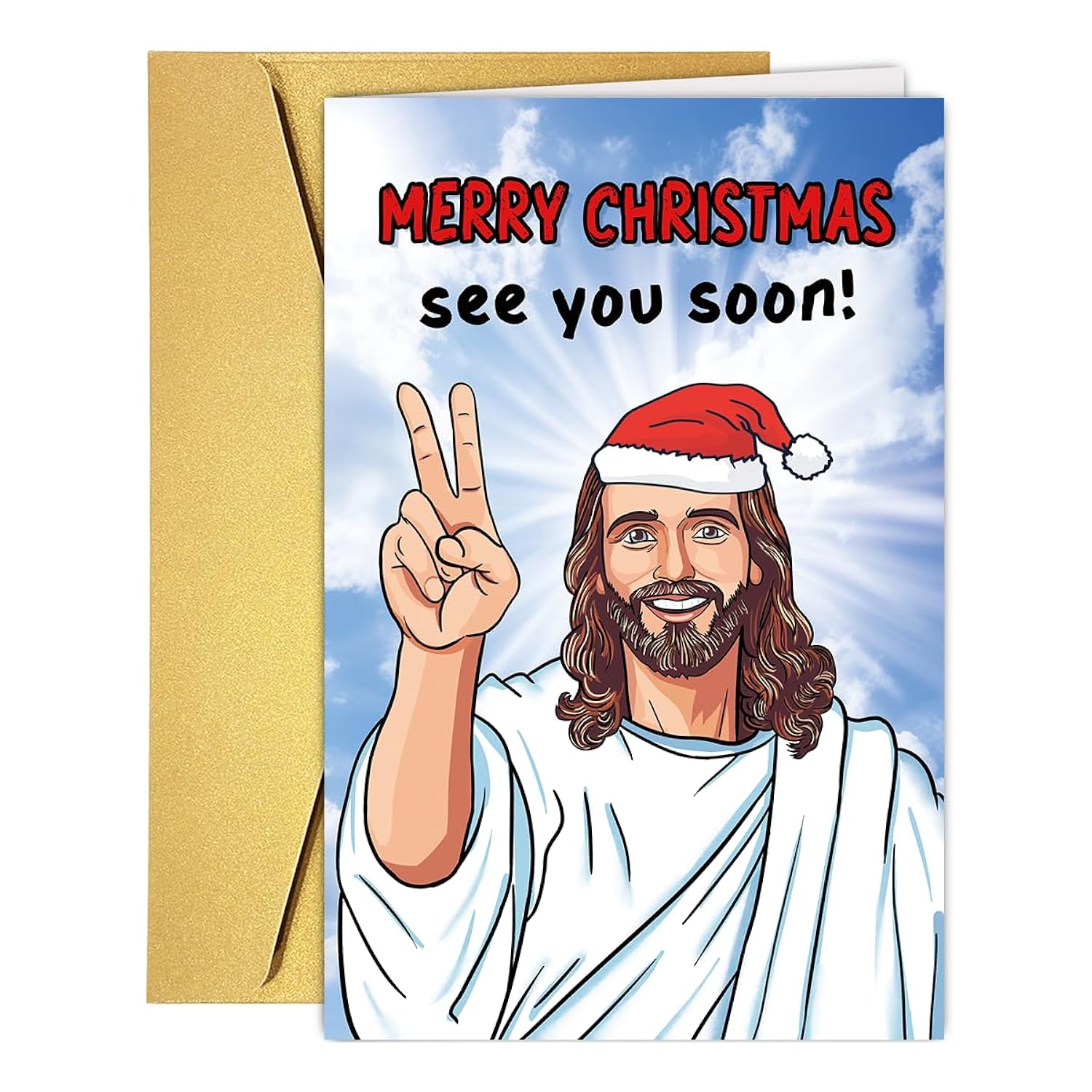 Funny Jesus Christmas Card For Dad Mom Grandpa Grandma Uncle Brother Husband And Any Older People, Hilarious Merry 50Th 60Th 70Th 80Th 90Th Christmas Card Gift For Men Him, Unique Getting Older Xmas Gift