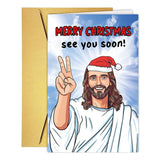 Funny Jesus Christmas Card For Dad Mom Grandpa Grandma Uncle Brother Husband And Any Older People, Hilarious Merry 50Th 60Th 70Th 80Th 90Th Christmas Card Gift For Men Him, Unique Getting Older Xmas Gift