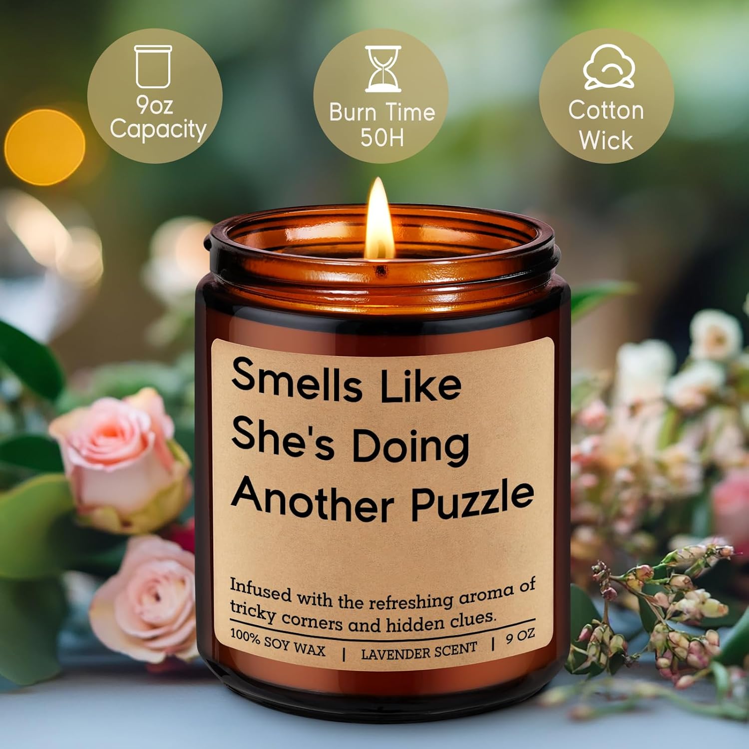 Candle, Puzzle Gifts, Funny Gifts For Puzzle Lovers Women, Funny Valentines Day Birthday, Jigsaw Themed Presents For Jigsaw Lovers, Puzzlers, Puzzle-Loving Friend Daughter Mom Sister Her
