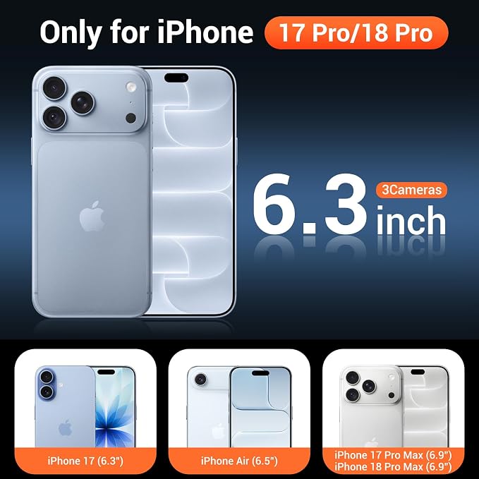 Clear Case for iPhone 18 Pro and iPhone 17 Pro Transparent Protective Cover