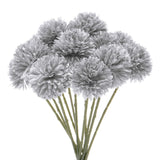 12-Pack Artificial Chrysanthemum Ball Flowers, 11 Inch Faux Chrysanthemum Silk Bouquets Real Touch Faux Flowers For Home/Wedding/Christmas/Party[Silver]