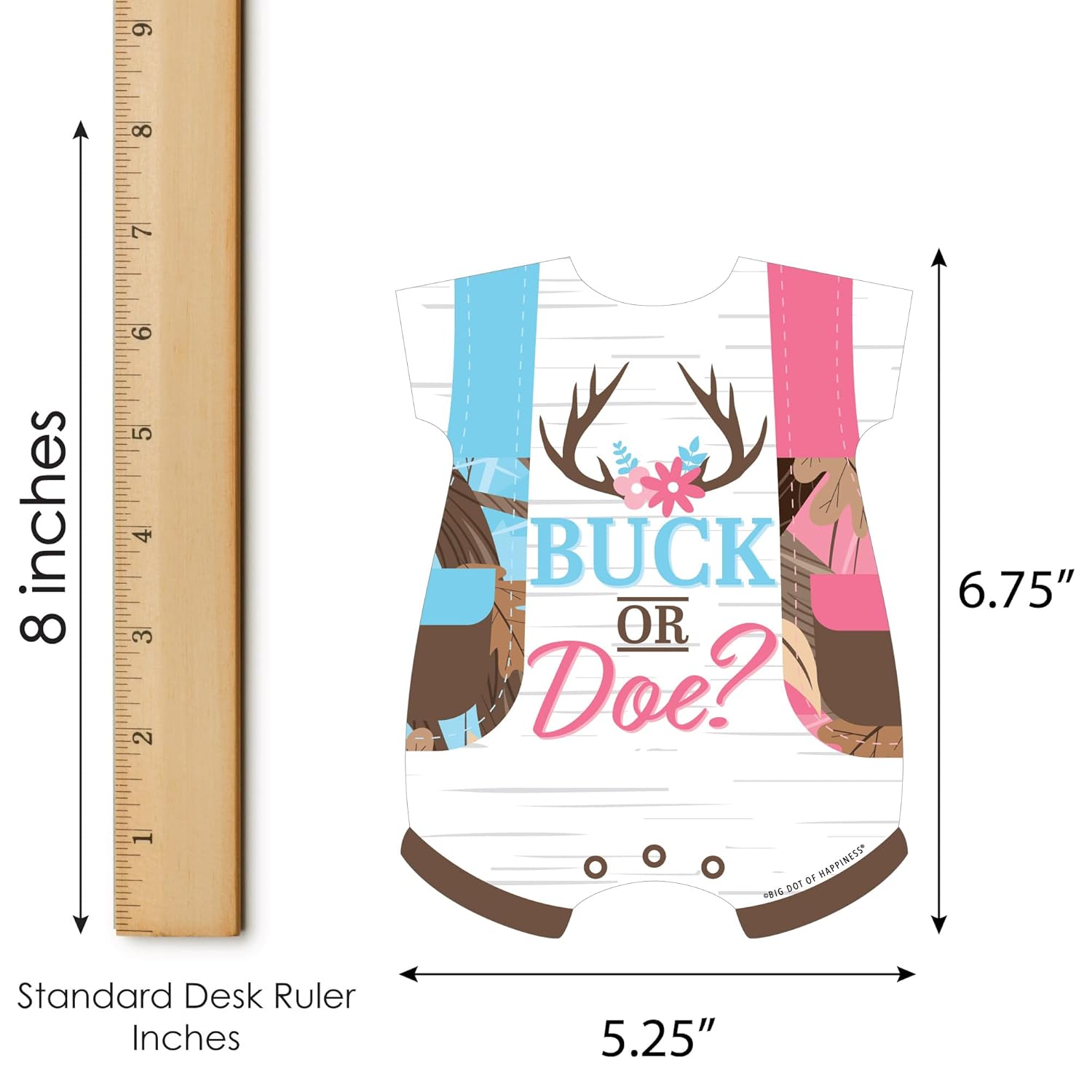 Big Dot of Happiness Buck or Doe - Picture Bingo Cards and Markers - Hunting Gender Reveal Party Shaped Bingo Game - Set of 18