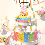 11Pcs Easter Tiered Tray Decorations,Spring Easter Bunny Gnome Decor With 3 Faux Book Stacks Bundle,Bead Garland Tiered Tray Decor Farmhouse Signs Table Decor Home Kitchen Decoration