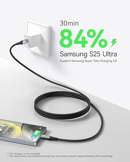 2 Pack USB C to USB C Cable 6.6FT 100W Braided Fast Charging Cord for iPhone 16 15 Samsung Galaxy MacBook iPad