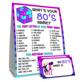 80S Theme Party Decorations, 80'S Theme Birthday Party Sign Decoration For Boys Girls, Kids Activity Cards, What'S Your 80'S Name, Activity Decoration Supplies