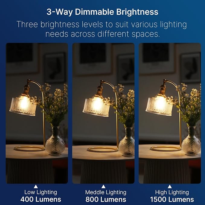 A21 3 Way LED Light Bulb 40 60 100W Equivalent 1500LM 3000K Warm White E26 Base