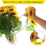 15.74'' Artificial Sunflowers Bouquet With 14 Heads(Two Different Diameter Of Flowers) And 40 Leaves Fake Silk Sunflowers Bouquet For Home Office Parties And Wedding Decoration