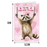 Funny Raccoon Valentine'S Day Card, Cute Anniversary Card For Men Women, Lovely Birthday Cards For Husband Wife Boyfriend Girlfriend, To Me You Are Trash Raccoon Greeting Cards
