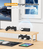 Dual Layer Desk Clamp Power Strip 13 Outlets 20W USB C 5FT Cord 1200J Black
