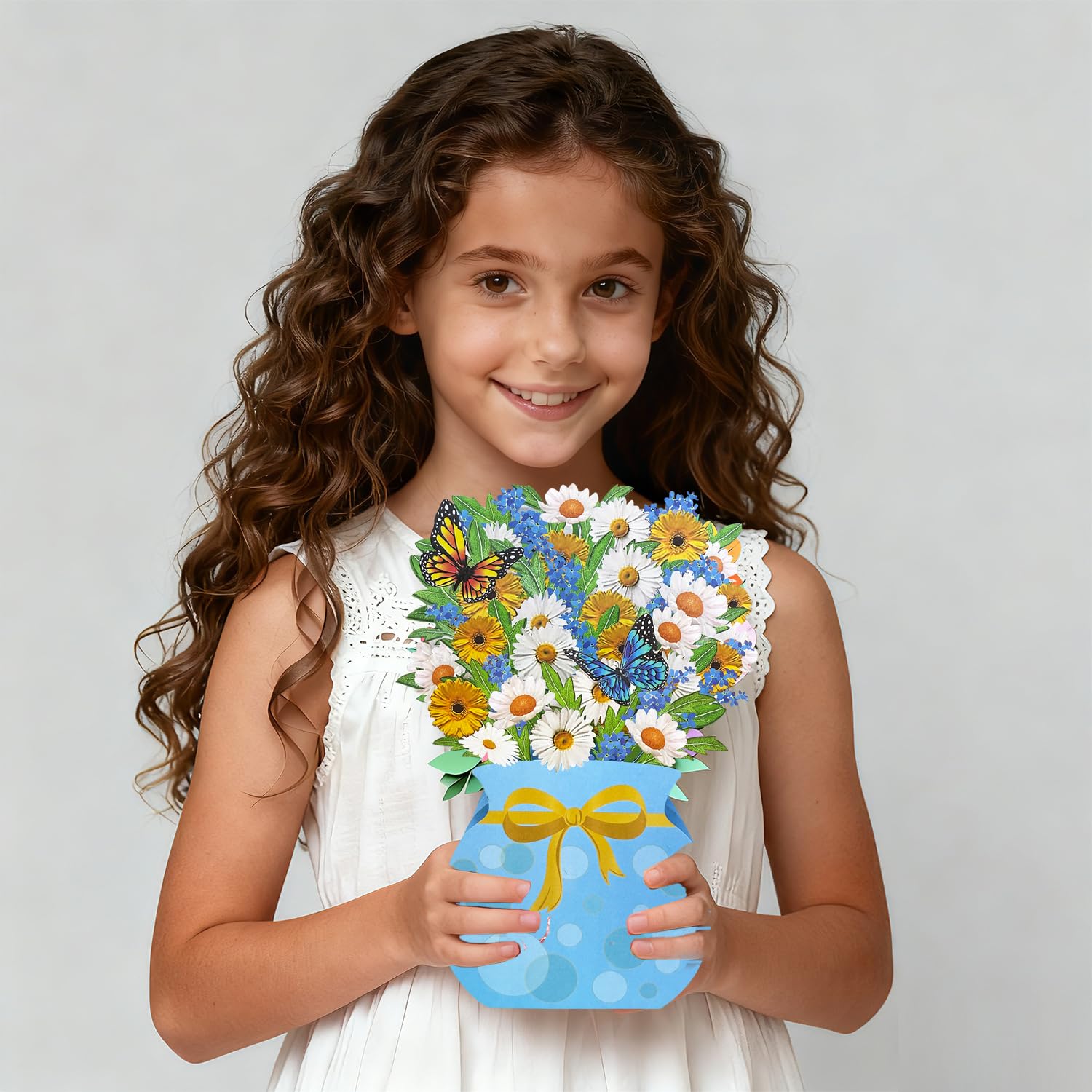 3D Pop Up Daisy Bouquet Card With Butterflies, All-Occasion Greeting Card For Birthday, Mother'S Day, Get Well & More, Includes Envelope & Message Tag (Daisies)