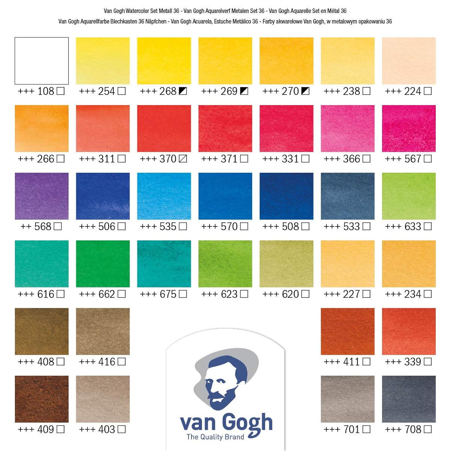 Watercolor Paint Set, Metal Tin, 36-Half Pan