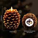2 Pack Pine Cone Candles With Remote Timer, Christmas Real Wax Led Candle, Battery Operated Flickering Flameless Candles, For Christmas Holiday Decoration
