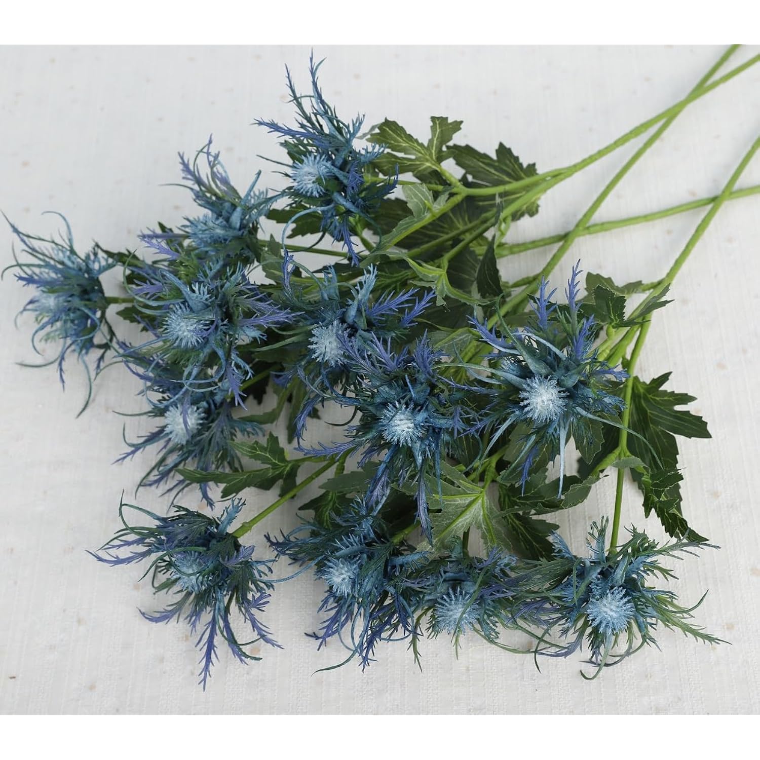 8 Stems Artificial Thistle Flowers 8 Branch Real Touch Blue Thistle Decor 26 Inch Real Size Rustic Spray Eryngium Sea Holly For Wedding Bouquet Centerpiece