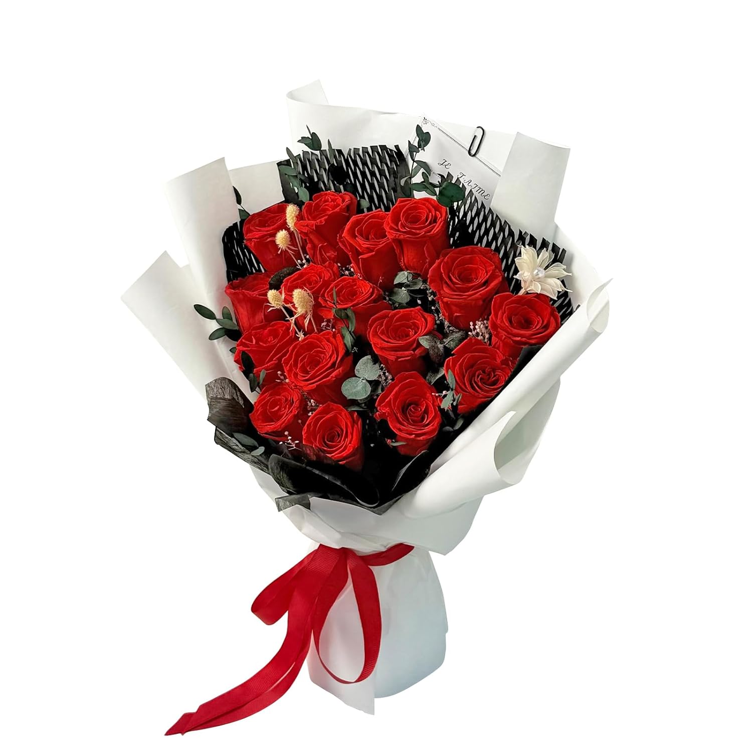 16 Piece Preserved Flower Rose Bouquet, Forever Flowers Romantic Long Lasting Gift For Delivery To Women,Valentine'S.Mother'S Day Gift(Red, 16 Rose)