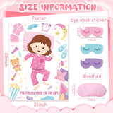 Sleepover Slumber Party Games Pin The Eye Mask Pajamas Games Sleepover Game Set Pajamas Poster Decor With 24 Stickers 1 Blindfold For Sleep Over Slumber Birthday Party Activities Game Supplies