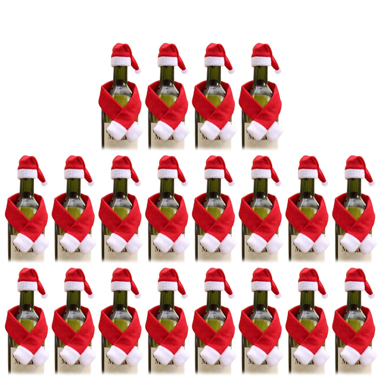 Mini Santa Hat Christmas Scarf, Small Christmas Hat For Wine Bottle Silverware Holder Home Christmas Decor(40Pcs)