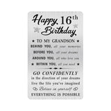 Grandson 16Th Birthday Card, Happy 16Th Birthday Grandson Gifts Ideas, Small Engraved Wallet Card