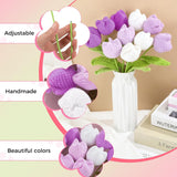 10 Pcs Crochet Tulips Flowers Artificial Flowers Bouquet Finished Handmade Knitted Tulip Bouquets With Leaf And Long Stem For Home Centerpieces Decor Valentine'S Day Wedding Anniversary