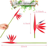 10 Pieces Bird Of Paradise Artificial Plant 22 Inch Hawaiian Tropical Flowers Faux Flowers Bouquet Large Elegant Green Plant For Home Garden Decoration Office Wedding Decor Supplies (Red)