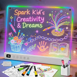 16 Inch Rechargeable LED Drawing Board Glow Doodle Note Board with 13 Light Effects for Kids
