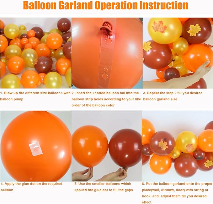 207Pcs Fall Balloon Garland Kit Autumn Maple Leaves Thanksgiving Baby Shower Decor