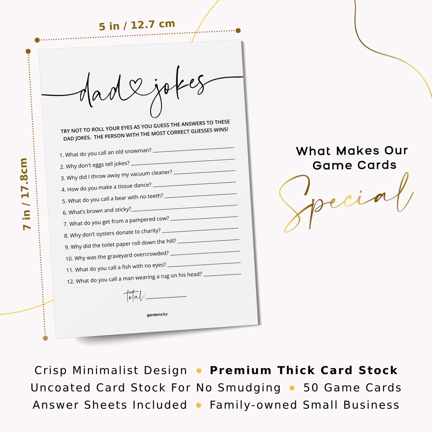 Dad Jokes Baby Shower Game, 50 Cards, Fun Baby Shower Games Activity For Boy Or Girl, Minimalist